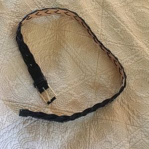 Calvin Klein Woven Black Leather Belt Small 2 4 6